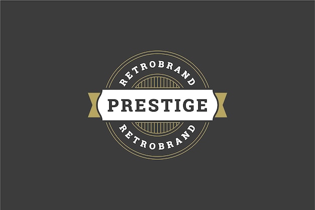 Modelo de design de logotipo retro de círculo minimalista linha de fita festiva faixas lugar para texto