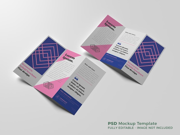 PSD modelo de design de maquete de brochura com três dobras duplas
