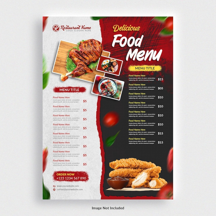 PSD modelo de design de menu de comida de restaurantes
