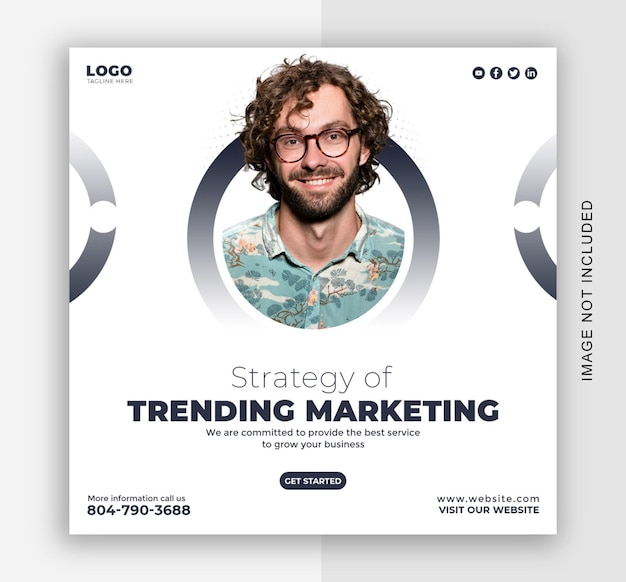 modelo de design de mídia social de marketing de tendências de negócios