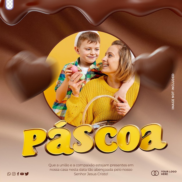 PSD modelo de design de ofertas de páscoa em português para campanha de ofertas no brasil feliz pascoa no brasil