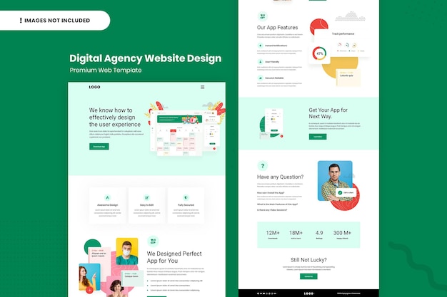 Modelo de design de página de site de agência digital