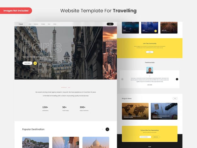 Modelo de design de página de site de viagens