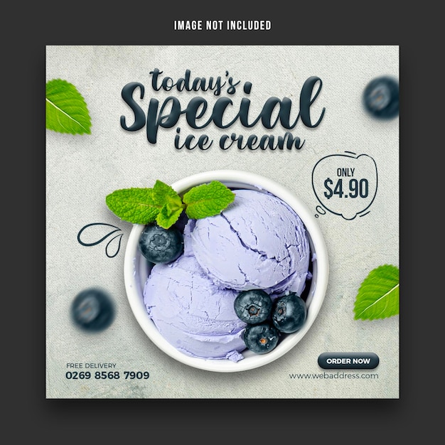 Modelo de design de postagem de banner de mídia social de sorvete delicioso especial