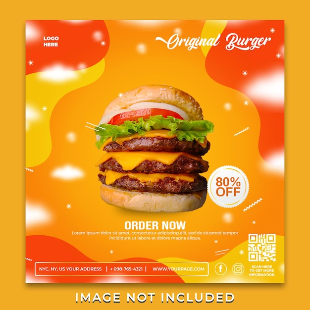 Modelo de design de postagem de banner do instagram de promoção de mídia social de alimentos