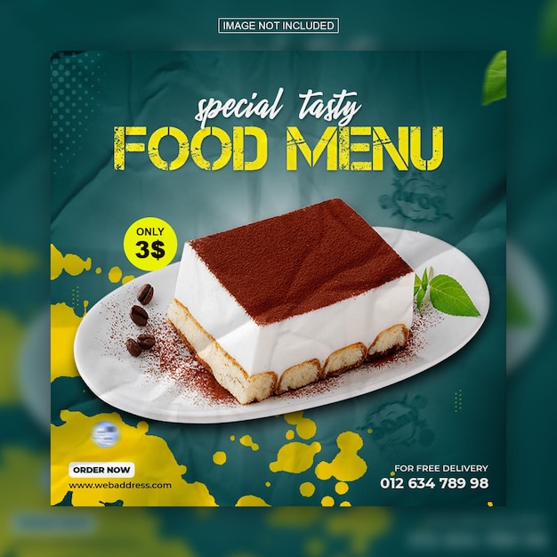 Modelo de design de postagem de instagram de mídia social de menu de comida deliciosa especial