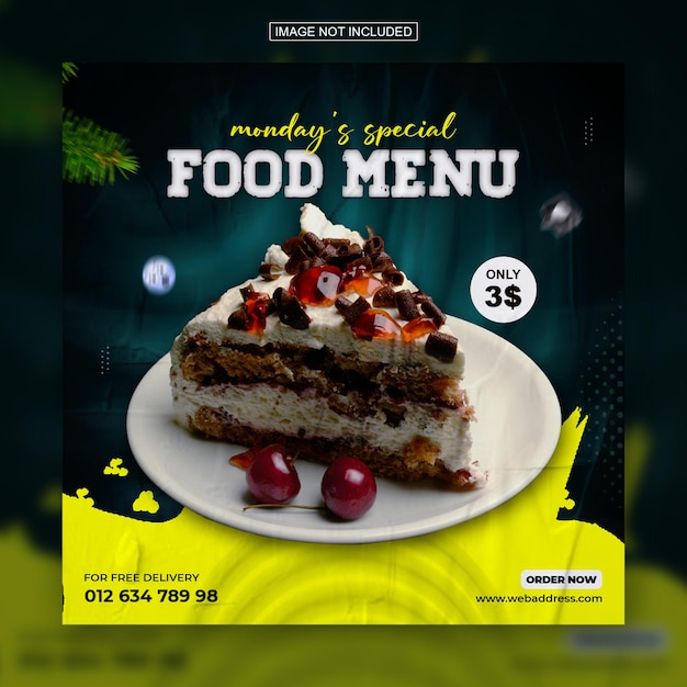 PSD modelo de design de postagem de instagram de mídia social de sorvete delicioso especial