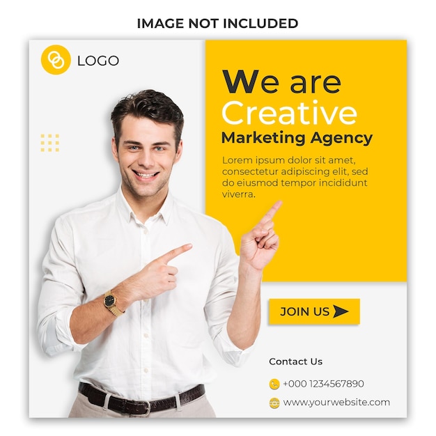 Modelo de design de postagem de mídia social de empresa de marketing criativo