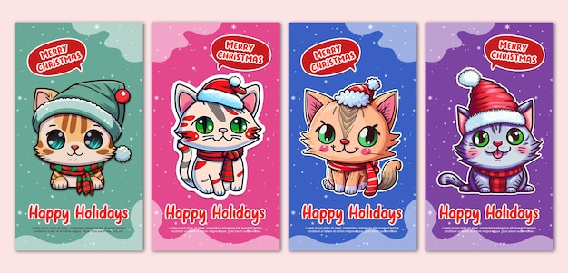 Modelo de design de postagem de mídia social de gatinho fofo de Natal