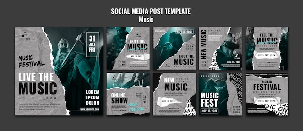 Modelo de design de postagem de mídia social de música