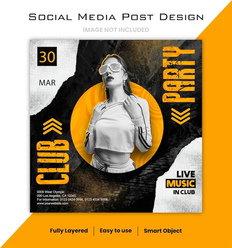 PSD modelo de design de postagem de mídia social do club party