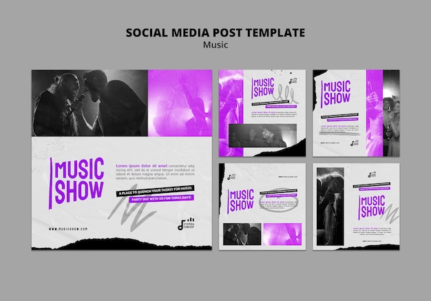 Modelo de design de postagem de mídia social para show de música insta
