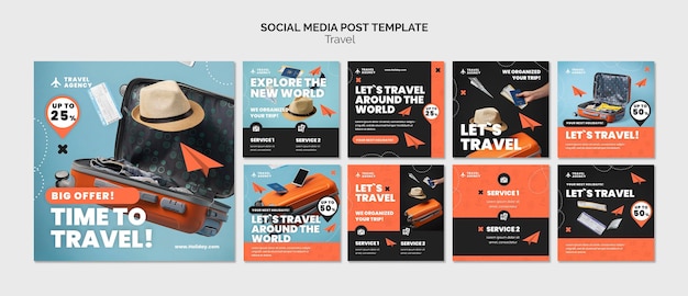 Modelo de design de postagem de mídia social para viagens insta