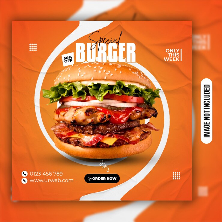 Modelo de design de postagem de mídia social promocional para comida de restaurante premium PSD PSD premium