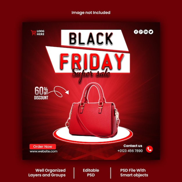 Modelo de design de postagem de mídia social PSD Black Friday