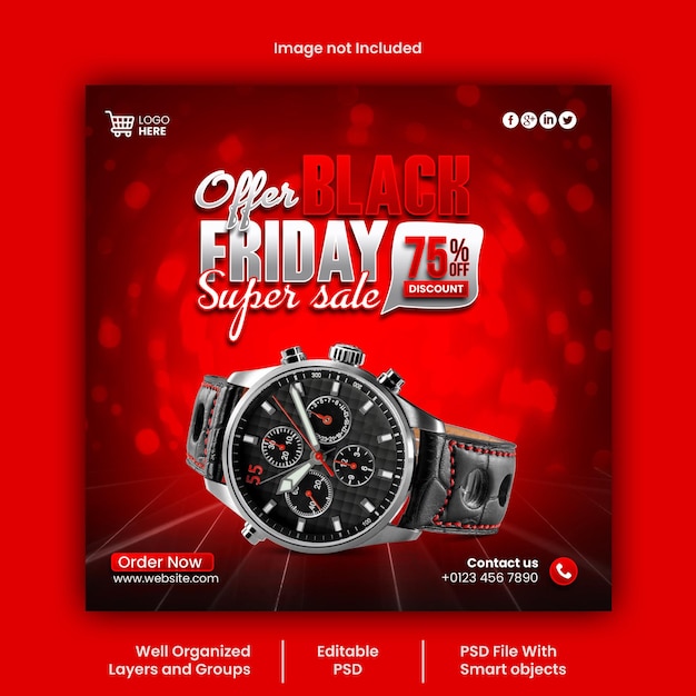Modelo de design de postagem de mídia social PSD Black Friday