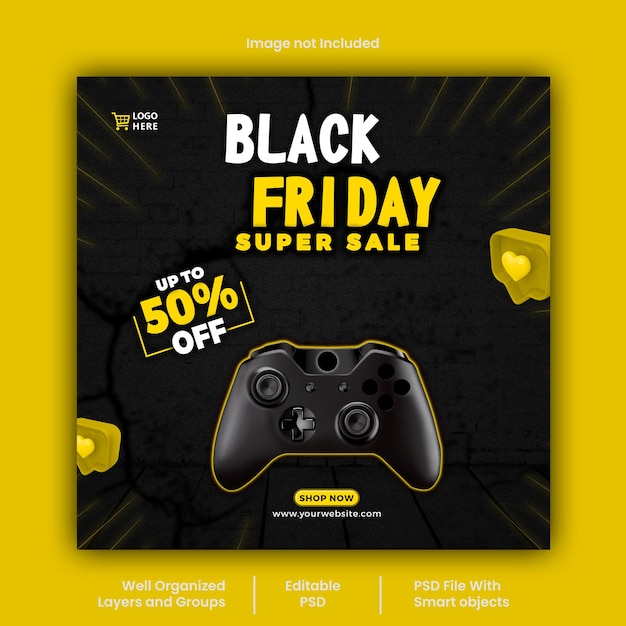 Modelo de design de postagem de mídia social psd black friday