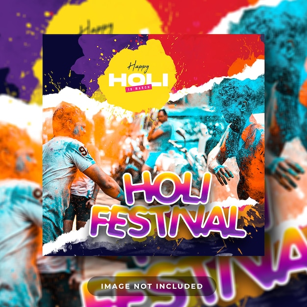 PSD modelo de design de postagem de mídia social psd happy holi festival