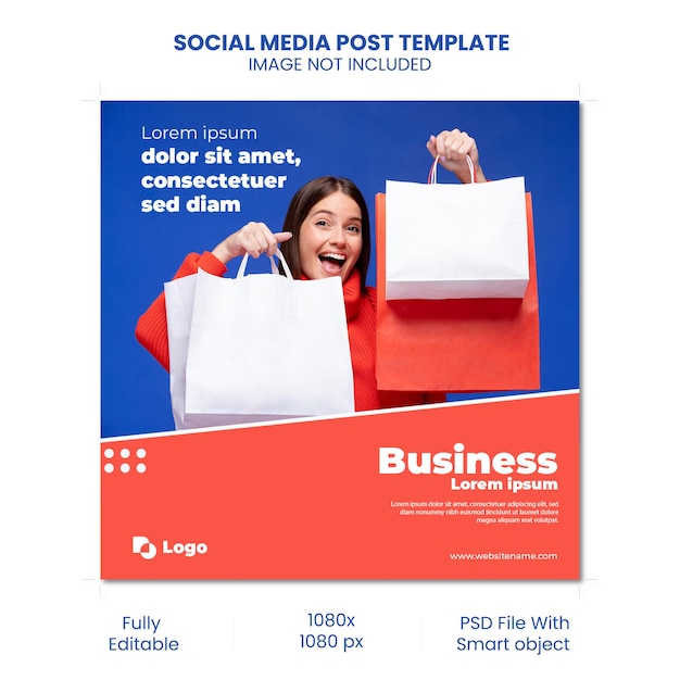 Modelo de design de postagem de mídia social PSD Shopping