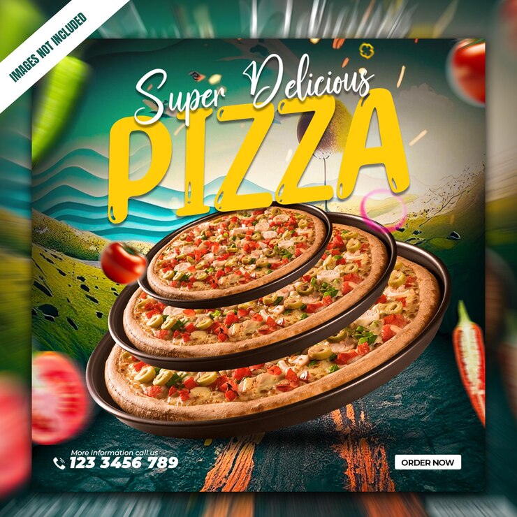 Modelo de design de postagem de pizza super deliciosa no Instagram