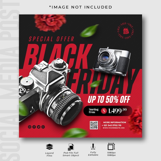 Modelo de design de postagem no instagram para mídia social de promoção da black friday