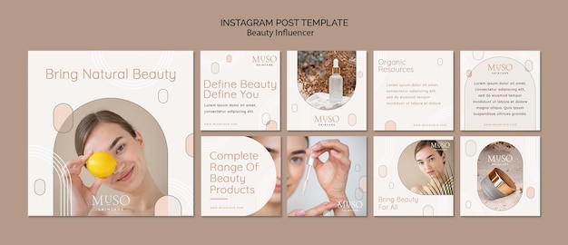 PSD modelo de design de postagens do instagram de influenciador de beleza