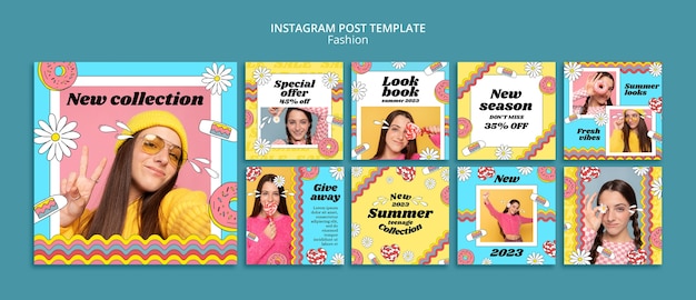 Modelo de design de postagens do instagram de moda design plano