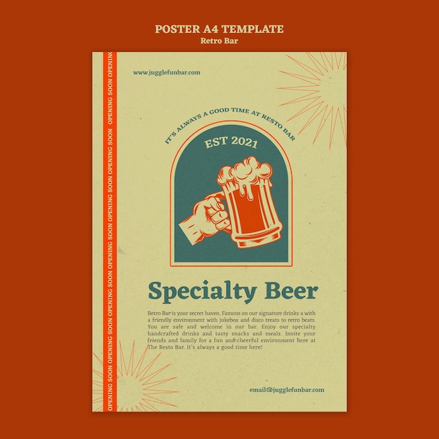 Modelo de design de pôster de bar retrô
