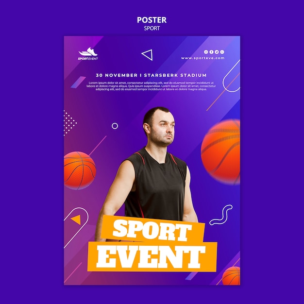 PSD modelo de design de pôster de evento esportivo