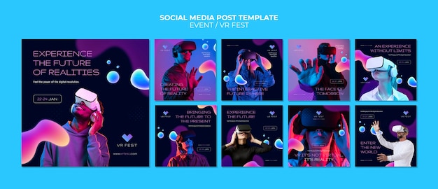 Modelo de design de pôsteres de instagram de eventos de VR