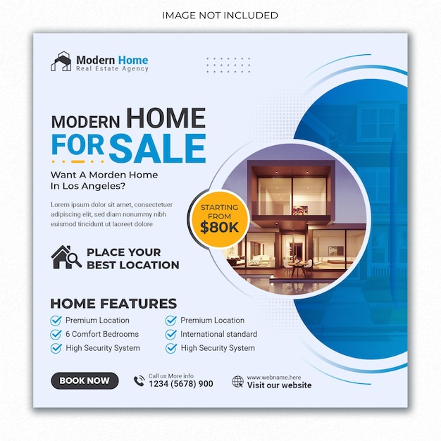 Modelo de design de promoção de negócios imobiliários após a venda de propriedades nas redes sociais