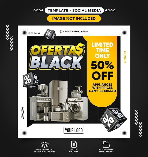 Modelo de design de renderização 3D para mídia social pós Black Friday para vendas