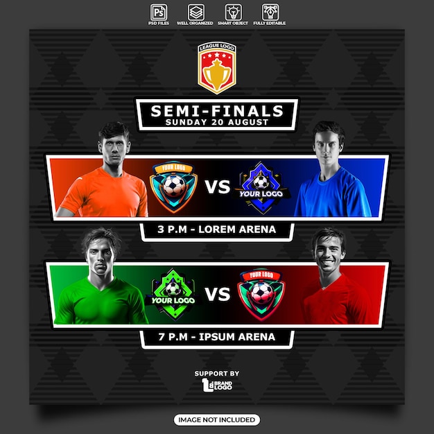 Modelo de design de semifinais de futebol