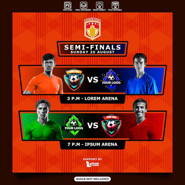 Modelo de design de semifinais de futebol