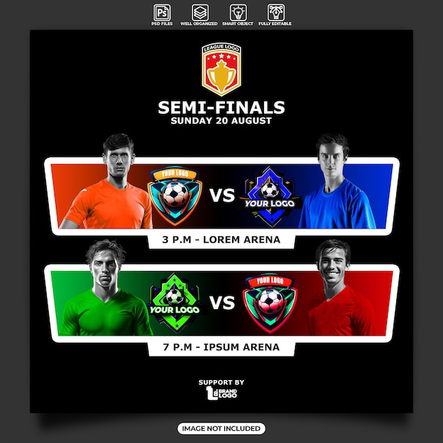 Modelo de design de semifinais de futebol