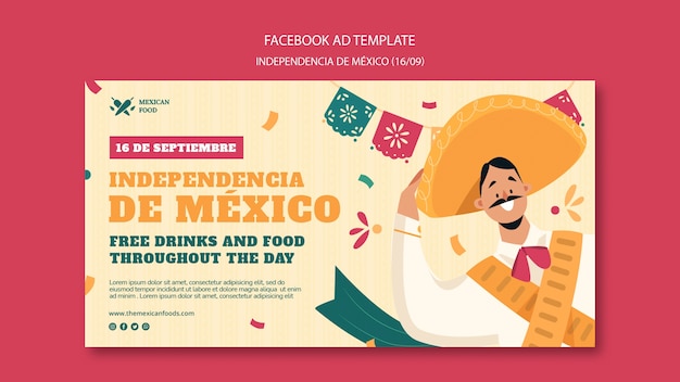 PSD modelo de design do dia da independência mexicana