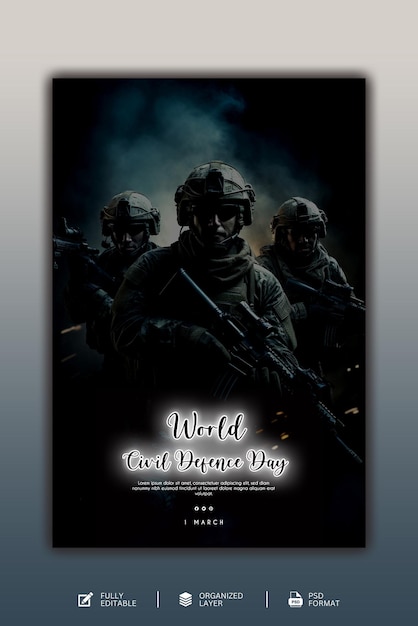 PSD modelo de design gráfico e de mídia social do dia mundial da defesa civil
