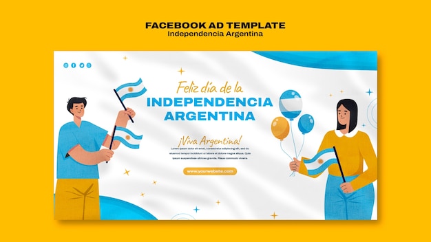 Modelo de design plano de 9 de julho para facebook