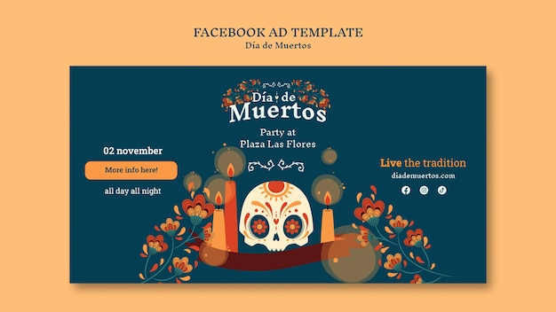 PSD modelo de design plano dia de muertos