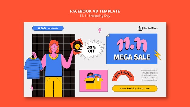 Modelo de design plano do Facebook