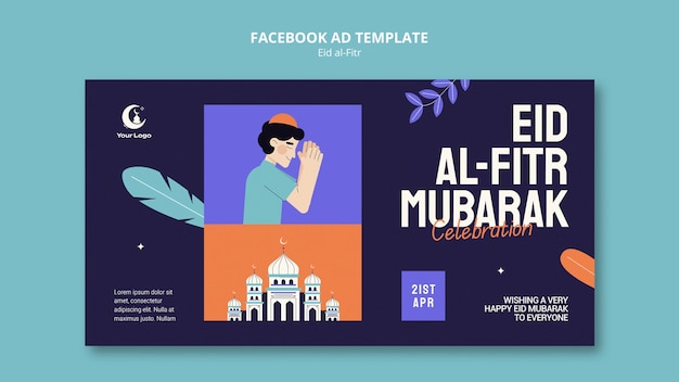 Modelo de design plano eid al fitr facebook