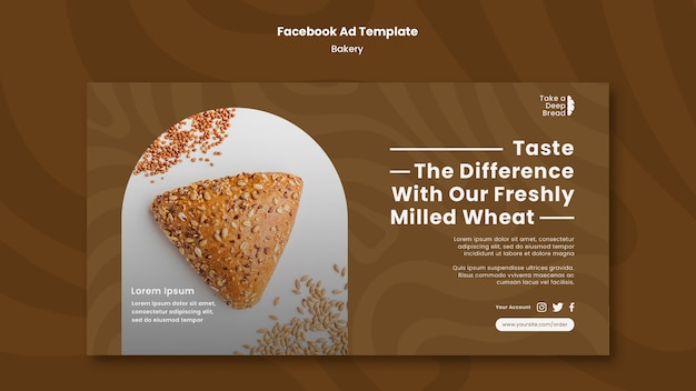 Modelo de design plano para padaria no facebook