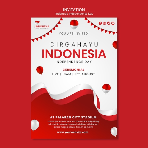 Modelo de dia da independência da indonésia design plano
