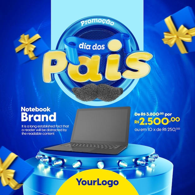 Modelo de dia dos pais com carimbo 3d para vendas no varejo
