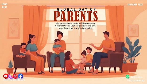 PSD modelo de dia global dos pais do psd para cartaz e banner de mídia social