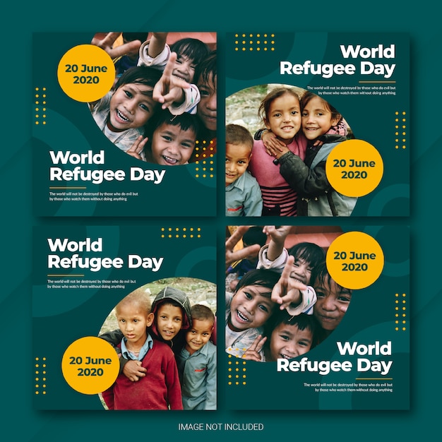 Modelo de dia mundial dos refugiados no instagram post bundle