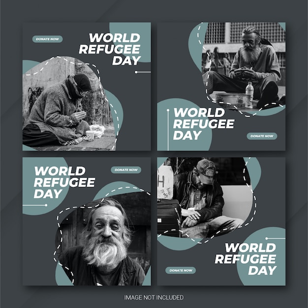 PSD modelo de dia mundial dos refugiados no instagram post bundle