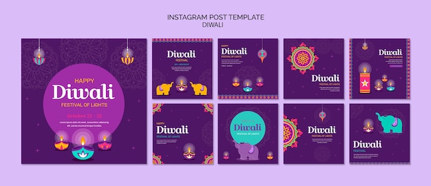 Modelo de diwali de design plano