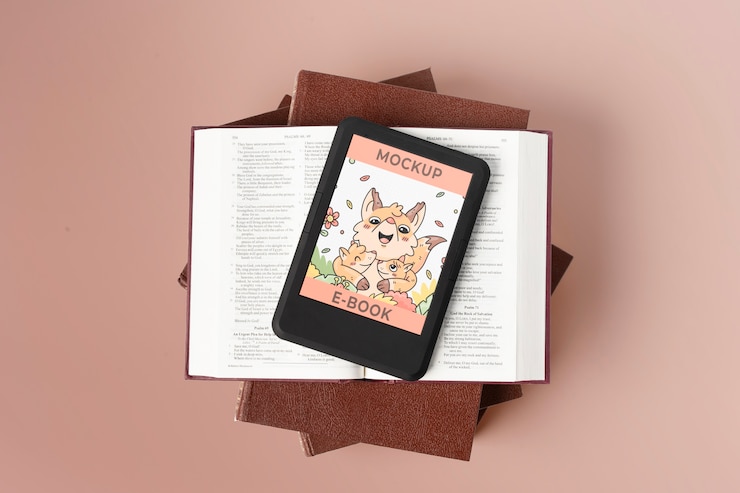 PSD modelo de e-book com vista superior
