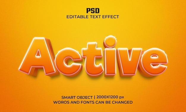 Modelo de efeito de estilo de texto 3D ativo